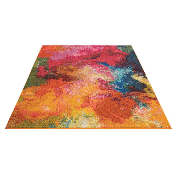 Ivy Bronx Velva Performance Blue Red Orange Yellow Rug & Reviews Wayfair